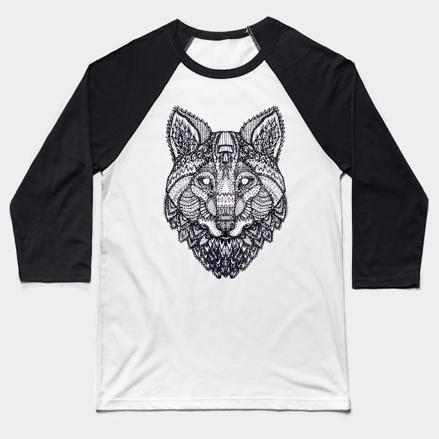 Tribal Wolf Baseball T-Shirt by Ratticsassin